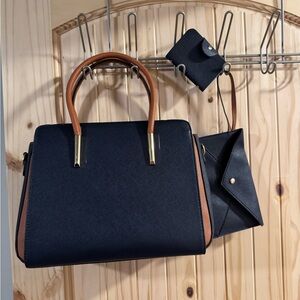 Elegant Black and Tan Handbag Set